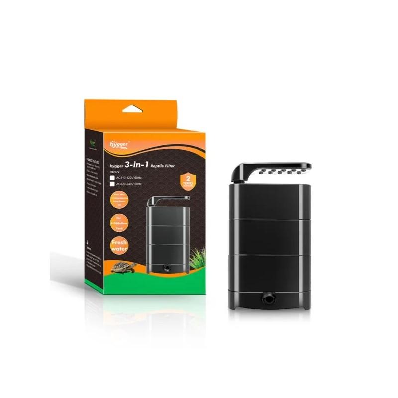 hygger 150GPH Turtle Filter with 2 Sponges & Bio Ball, 3-in-1 Water Circulation Draining Bio Filtration Amphibian Tank Filter 5 to 50 Gallon for Reptile Frog