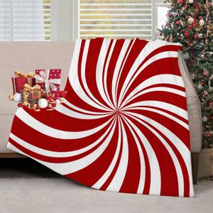 Red Swirl Christmas Throw Blankets Sweet Candy Cane Double Swirl Red and White Throw Blanket Soft Warm Cozy Flannel Blanket for Bedroom Living Rooms Couch Sofa Bed Home Decor 40x50 Inch
