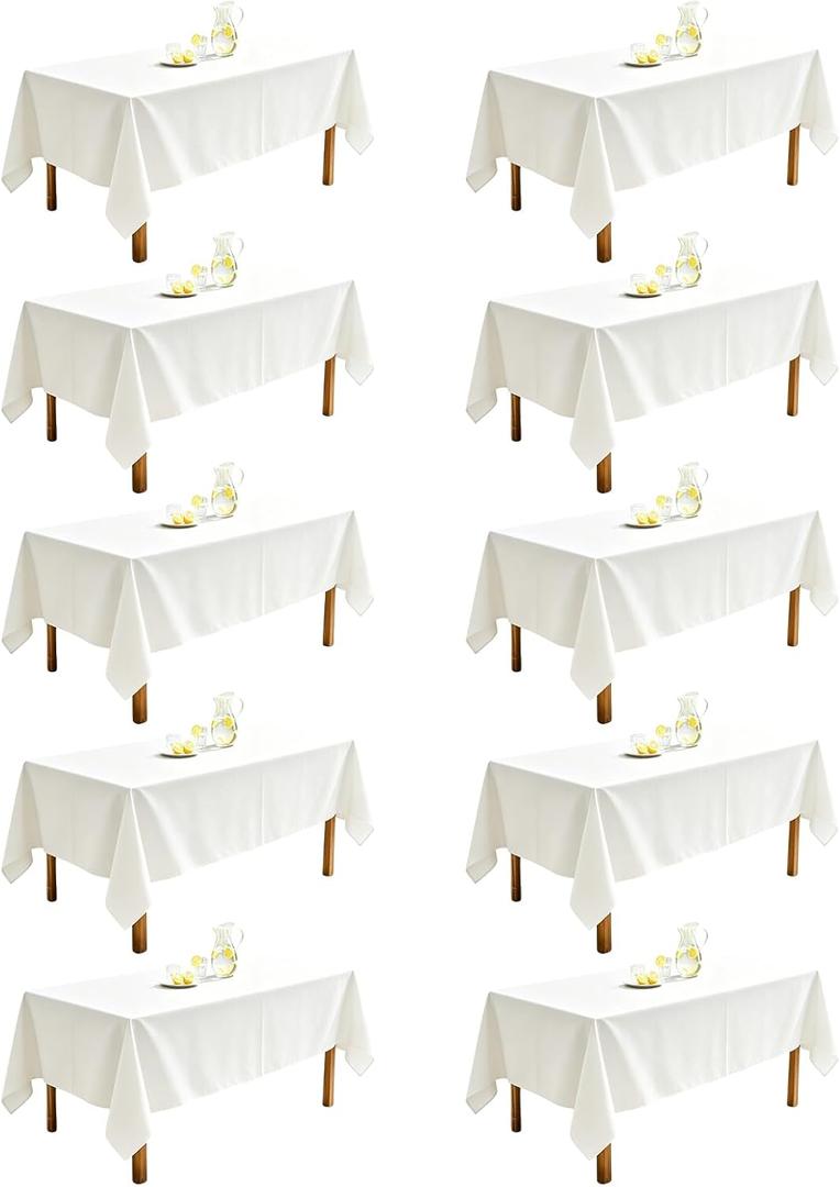 WIGENIUS 10 Pack White Table Cloth Rectangle 60X126 Inch Tablecloth Fit 8FT