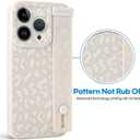 OOK Compatible with iPhone 13 Pro Max Leopard Print Case with Wrist Strap, White Leopard 6.7inch Cover Cheetah Print with Camera Protection for Women Girls, White Leopard