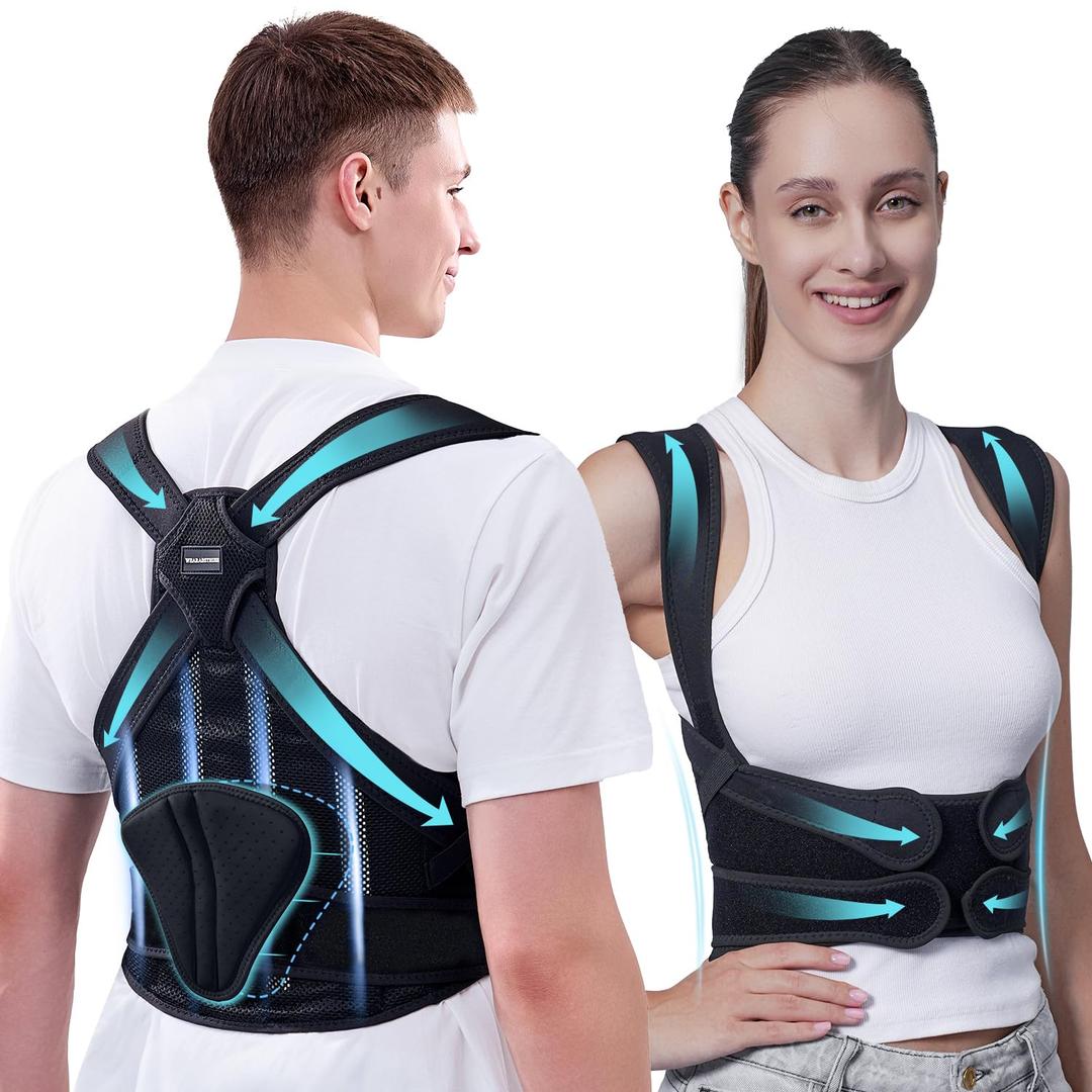Back Brace Posture Corrector for Women and Men - Adjustable Back Straightener with Detachable Triangular Pad for Posture Correction & Pain Relief, Full Back Support for Hump & Scoliosis (Medium (Waist: 3345 Inch))