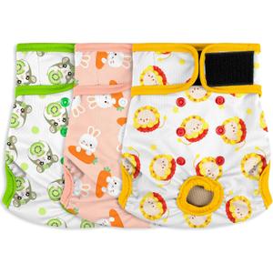 Female Dog Diapers - Premium Reusable Diapers for Doggie in Heat - Highly Absorbent for Pet Incontinence with Adjustable Snaps Rabbit, L