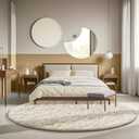 Ophanie Round Rugs 6Ft Ivory Circle Area Rug, Aesthetic Room Decor, Fluffy Fuzzy Bedroom Carpet, Plush Soft Shaggy Cream Living Room Rugs for Kids Home Decor, Nursery