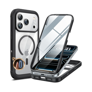 Miracase for iPhone 17 Pro Max Case 6.9" FullBody Phone Case with Builtin Glass Screen Protector& Full Camera Protector,[Magnetic with MagSafe] Drop Proof 17 ProMax Cover, Clear, Magnetic Classic Black