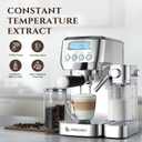 AMZCHEF Espresso Machine with Upgraded Automatic Milk Frother, 20 Bar Cappuccino Machines with LCD Display for Home Gifts, Latte Coffee Maker with Dual Wall & Filters, Sliver