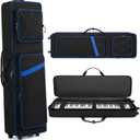 BOSSTIN 88 Key Keyboard Case with Wheels, Inner Size: 52.5"x 15"x 7", Waterproof Padded Rolling Gig Bag Keyboard Piano Case for 88 Key Piano Keyboard (Blue)