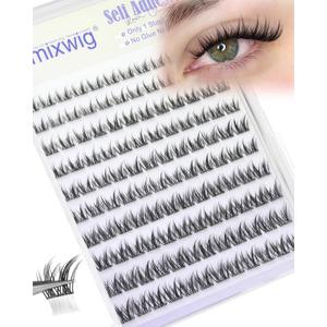 Short Self Adhesive Lash Clusters 8-12MM Natural Self Adhesive Eyelashes Pre Glued Wispy Eyelash Clusters No Glue Needed Cluster Lashes Spiky Manga C Curly Cluster Eyelash Extensions by Lvmixwig
