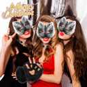Therian Mask and Tail Set,Faux Fur Therian Tail Set,Therian Gear Paws,Fox Cat Mask Therian Tail For Christmas Party Cosplay (BLACK)