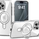 IAIYOXI Magnetic Invisible Stand for iPhone 16 Case 6.1" [Compatible with Magsafe], Full Body Protective Cover, Slim Clear Cover with Holder for Women Men Girls, Silver