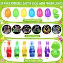 24 Pack Easter Party Favors for Kids, Easter Finger Lights Easter Basket Stuffers for Kid, Easter Egg Hunt Filling Treats Easter Basket Stuffers for Toddler Teens Boys Girls