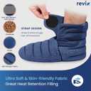 REVIX Microwavable Booties for Cold Feet Moist Heat Therapy, Heated Slippers Women & Men for Soothing Cold Foot, Microwavable Foot Warmers, Non-Slip Sole & Adjustable Fit, Navy S