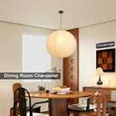 Large Paper Pendant Light with Cord and Canopy, 23.6in Off White