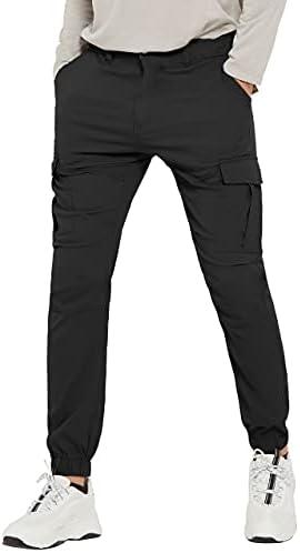 PULI Men's Waterproof Hiking Pants, Slim Fit Cargo Joggers, Stretch Quick Dry Outdoor Pants with Pockets, 34