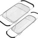 Stainless steel drain basket 6 Quart Strainer Basket & Expandable Rubber Grip Handles - Strain, Drain, Rinse Fruits, Wash Vegetables