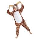 Kid Reindeer Onesie Pajamas Deer Halloween Costume Boy Girl Animal Onepiece (A - Dot deer, 12-14Years)