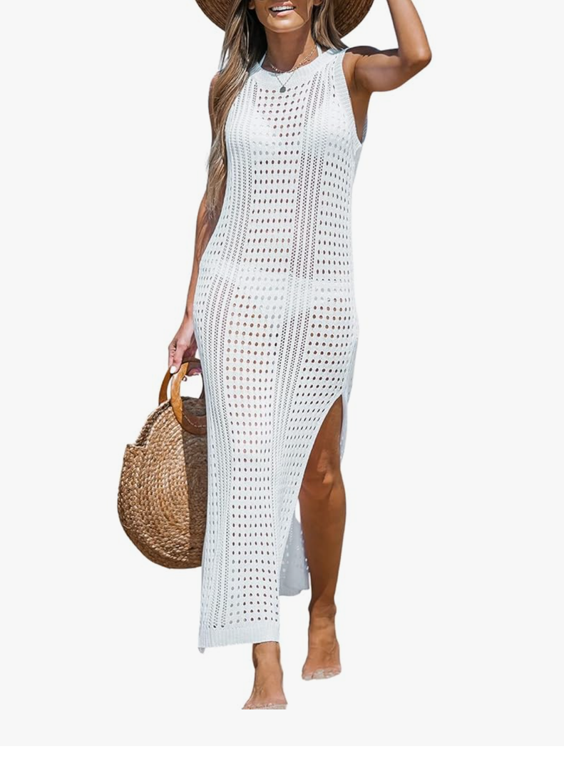 CUPSHE Women Cutout Bodycon Maxi Cover-Up Dress Crew Neck Sleeveless Cover Up Summer, S