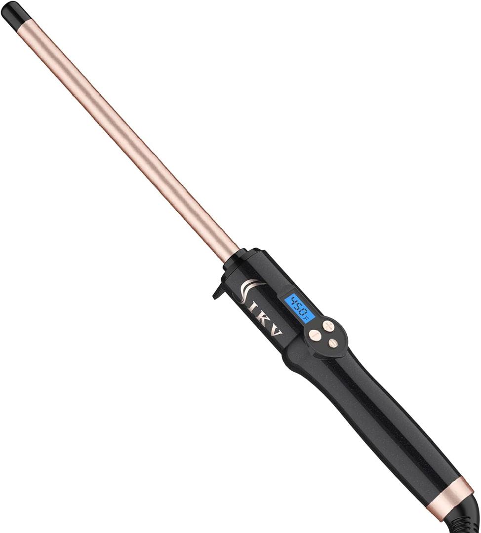 1/2 Inch Curling Wand for Short&Long Hair,Dual Voltage Small Wand Curling Iron for Tight Curls, Extral Long Hair Curling Iron with Tourmaline Ceramic,10 Adjustable Temp