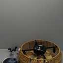 20" Boho Caged Ceiling Fan with Lights Remote Control, Rattan Cage Low Profile Bladeless Ceiling Fan, Farmhouse Ceiling Fans with Light for Kitchen, Bedroom, Dining Room