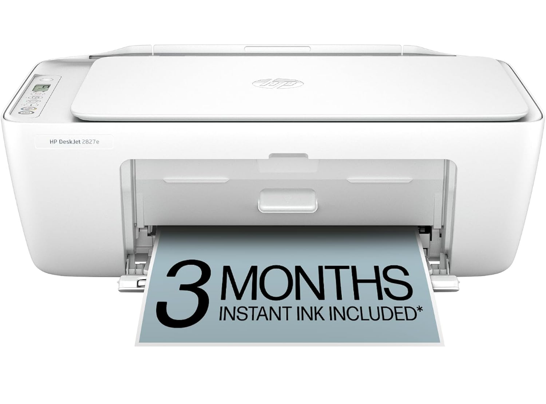 HP DeskJet 2827e Wireless All-in-One Color Inkjet Printer, Scanner, Copier, Best-for-Home, 3 Month Instant Ink Trial Included, AI-Enabled (6W7F5A)