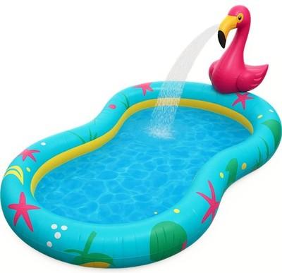 Kiddie Pool for Kids, Inflatable Pool, Inflatable Sprinkler for Kids with Splash Pad, Summer Water Toys for Toddler Outside, Summer Toys, Flamingo