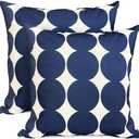 RYSMIYOU Decorative Throw Pillow Covers Set of 2 Blue Fashion Polka dot Pillow Covers 18x18 Inch Throw Pillow Cover Linen Pillowcase Farmhouse Outdoor Pillow Covers for Couch Sofa Living Room