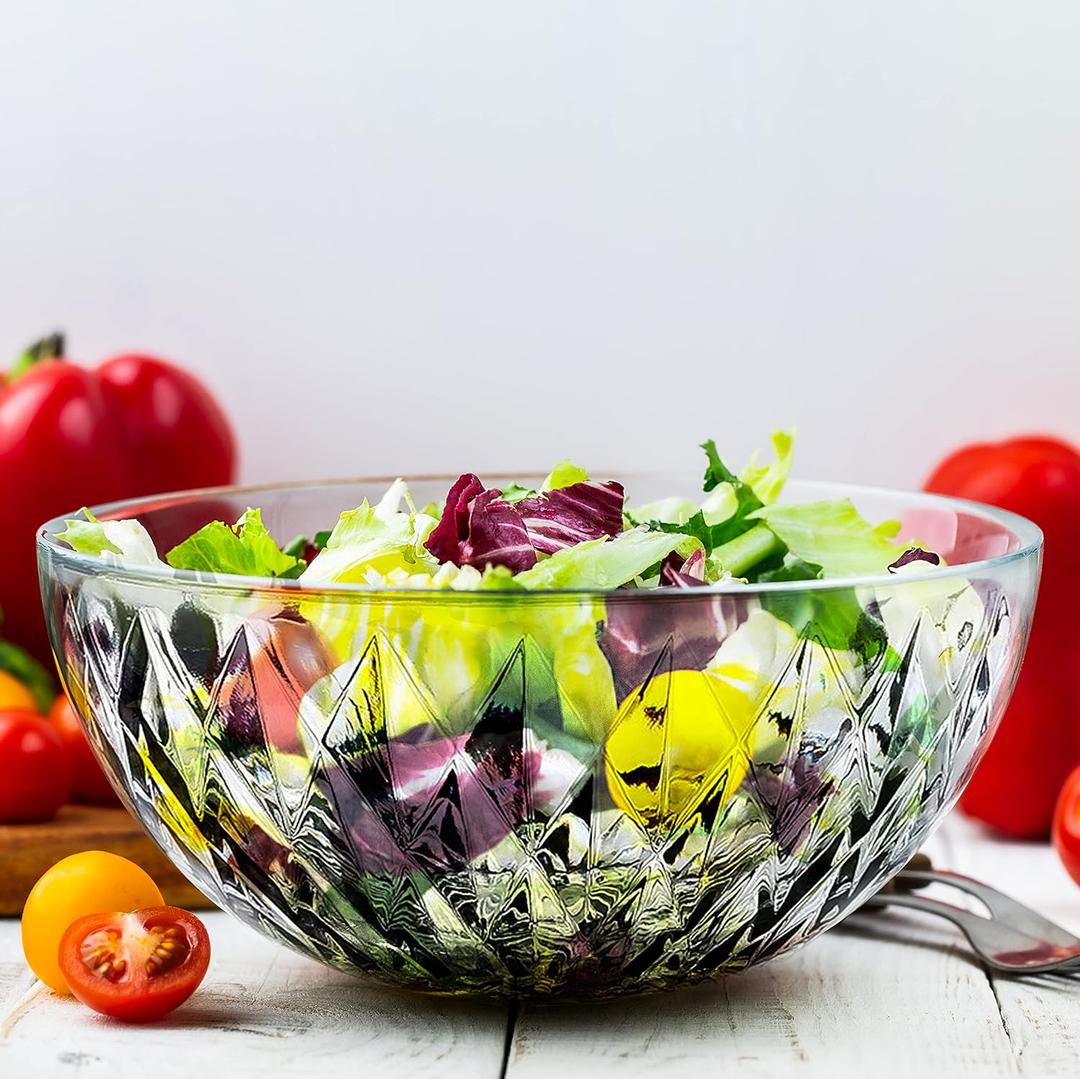 Le'raze Glass Diamond Design Bowl - Decorative Centerpiece for Kitchen & Home Decor, Great for Dining, Living Room, Serving, Salad, Pasta, Candy, Fruit Le'raze Glass Diamond Design Bowl - Decorative Centerpiece for Kitchen & Home Decor, Great for Dining, Living Room, Serving, Salad, Pasta, Candy, Fruit