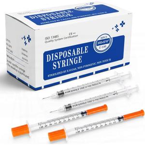 30 Pack U-100 1ml 30G 5/16" (8mm) Disposable Syringe with Needle, Individually Wrapped Lab Supplies
