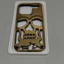 for iPhone 15 Pro Case Skull, Unique Designer Cool Funny Gothic Plated Skeleton Shockproof Halloween 15 Pro Phone Cases for Men Women Girls Boys, Golden