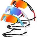 Kids Sunglasses Youth Baseball Sun Glasses Polarized Sports TR90 Lightweight UV400 Cycling Shades Frame Boys Girls (A1-black Red+white Dot+blue)