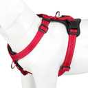 Plutus Pet Adjustable No Pull Dog Harness with Leather Accents, Heavy Duty Reflective Nylon Vest for Training, Hiking, Easy Walk Harness for Small, Medium, Large Dogs (Red, M)