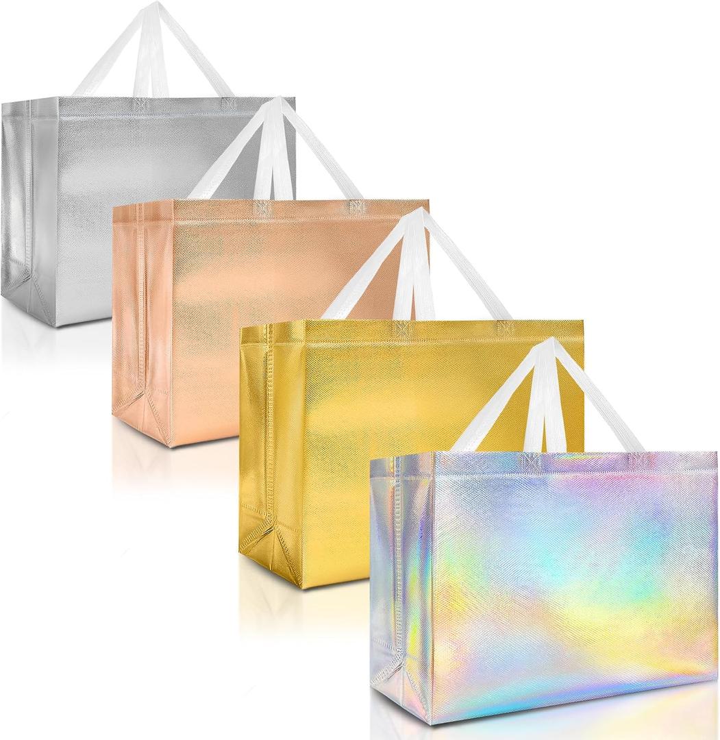 Nush Nush Mix Color Extra Large Gift Bags Set of 12 Assorted Color Reusable Extra Large Gift Bags with Handles - Perfect XL Goody Bag For Birthday Parties, Christmas, Thanksgiving 15.5W x 6D x 12H