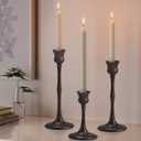 Candle Stick Candle Holder Set of 3 Metal Candlestick Holders Candle Stand Taper Candle Holders for Table Centerpiece Fireplace Mantle Decor, Ideal Gift for Wedding Thanksgiving Christmas Housewarming (Brown)