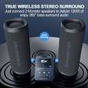 Monster S620 Bluetooth Speaker, Wireless Portable Outdoor Bluetooth Speakers, 60W True Wireless Stereo IPX8 Waterproof, Dual PairingBluetooth 5.4 Built-in Mic, Perfect for Home, Black