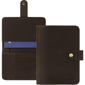 Jack&Chris Genuine Leather Handmade Passport Holder For Travel, RFID Blocking Passport Holder with Card Slots, Travel Essentials wallet with Pen Holder for Women and Men for Gifting, Coffee