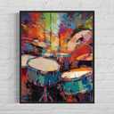 Drums Abstract Unframed Art Print Poster, Wall Art Painting Decor. Paint Splash Style Artwork For Bedroom Bathroom Office Home 70 (Drums, 20"L x 16"W, Unframed)