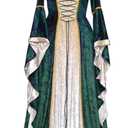 YEAXLUD Womens Renaissance Medieval Costume Dress Lace up Irish Over Long Dresses Cosplay Retro Gown (Green, XXXL)
