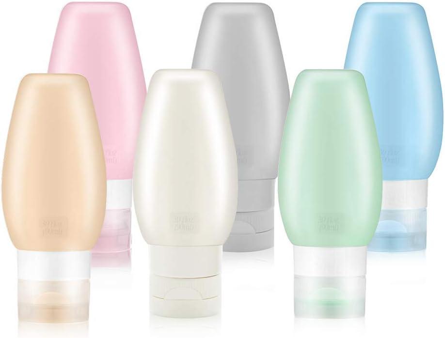 TAPBULL Travel Bottles TSA Approved, Uerstar 3oz Leak Proof BPA Free Silicone Cosmetic Travel Size Toiletry Containers for Shampoo Lotion Soap (6 Pack)