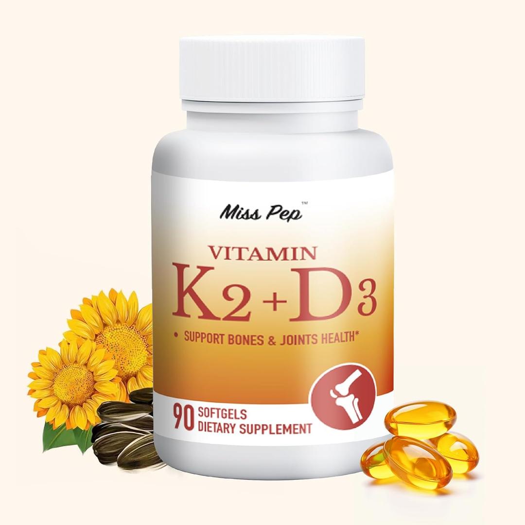 4 x Vitamin D3 & K2 Vitamin Supplement for Men & Women,Vegan-Friendly 5000 Iu D3 and 100 Mcg K2 (Mk-7) Immune, and Overall Health -90 Softgels