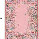 Wonnitar Washable Rug, 5x7 Pink Rugs for Living Room, Floral Print Non-Slip Area Rugs for Bedroom Girls, Soft Large Throw Carpet for Kids Nursery Room (Pink,5'x7')