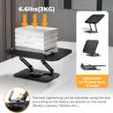 SupeDesk Book Stand for Reading, Adjustable Book Holder with 360° Rotating Bases, Foldable Designs, and Elastic Clips, Multifunctional Display Stand for Recipe, Cookbooks, Magazines, Tablets, Laptops, Black