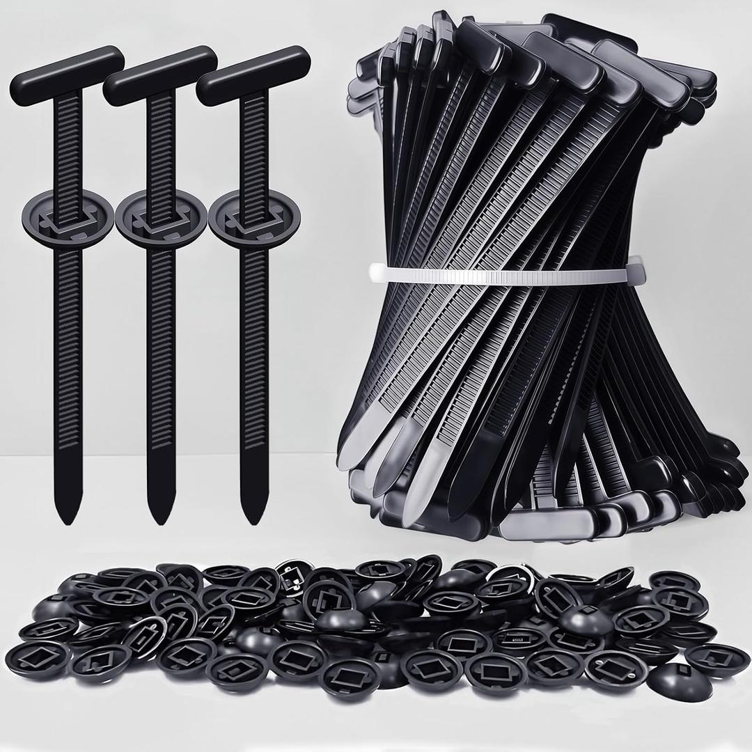 2 x Nylon Universal Cable Tie Buckles - Multi-functional T Rivet Zip Ties, Automotive Zipper Clips for Car Daily Repair, Fender Liner, Bumper Retainer, Door Panel Fastener (100Pcs)