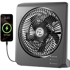 PANERGY 20000mAh Rechargeable Battery Powered Fan - 10" Square Box Fan with 55H Runtime, 4 Speeds & Timer, 270° Pivot, Cordless & Portable for Home, Patio, Camping, Travel, Power Outages (No Remote)