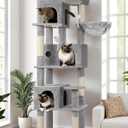 Globlazer F66 Corner Cat Tree, 66in Multi-Level Climbing Tower, Light Grey