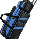 4 Ball Bowling Bag with Wheels, Bowling Bag 4 Ball Roller with Multi-pocket & Shoe Compartment & Retractable Handle, 3 Ball Roller Bag + 1 Ball Color Matching Add On Tote