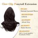 NAYOO Claw Clip Ponytail Extension Dark Brown 12" Short Wavy Ponytail Clip in Hair Extensions for Women Curly Natural Layered Pony Tails for Short Thin Hair Synthetic Hairpiece(Dark Brown)