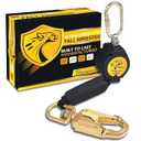 TRSMIMA Fall Protection Retractable Lanyard - 10FT Construction Self-Retracting Lanyard Fall Arrest Safety Roofing Carbineer Swivel Top Steel Snap Hook