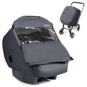 Winter Baby Carseat Cover with Clear Peep Window, Universal Car Seat Rain Cover with Zipper Door and Side Ventilation, All-Round Snow, Wind & Rain Canopy Waterproof Cover, Machine Washable, Grey