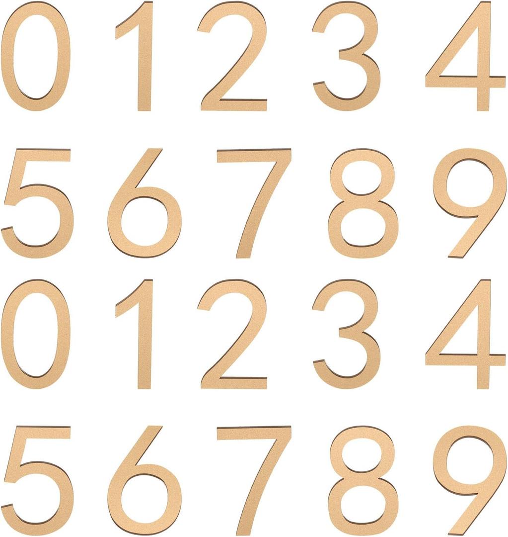 uxcell 20Pcs Self Adhesive Mailbox Numbers, 4" Acrylic Door Address Sign Stickers, Raised 3D Effect, for Residence, Apartment, Office Room, Mailbox (Number 0-9, Gold Tone)