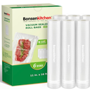 Bonsenkitchen 6 Rolls 11" x 16' Vacuum Sealer Bags for Food with a Color Box, Easy to Store, Commercial Grade, BPA Free, Great for Food Storage or Sous Vide, VB21