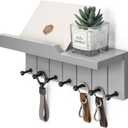 Rebee Vision Modern Key Holder Wall Mount - Decorative Key and Mail Holder for Wall with Shelf - Elevate Your Space with Chic Aesthetic Home Decor in Room Decor and Apartment Essentials (Light Gray) (Large - 12 Inch)